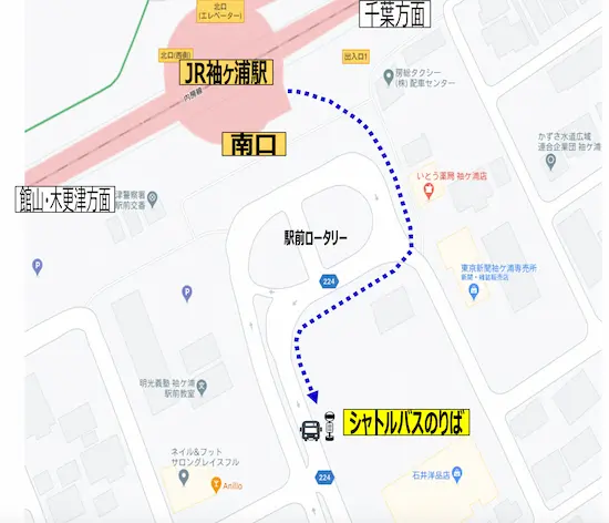 東京ドイツ村臨時シャトルバス乗り場の地図